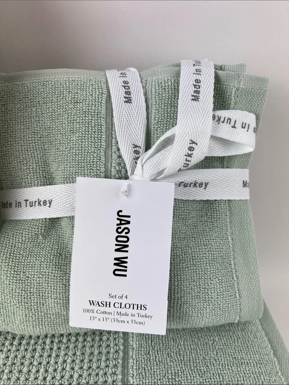 Jason Wu Bath Towel Set Sage Green Soft Cotton Made in Turkey 8 Pc Set NEW